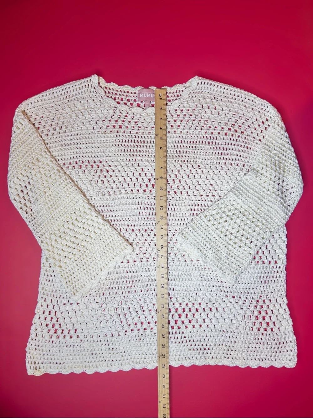 Show Me Your MuMu Cream Crochet Coverup Tunic XL